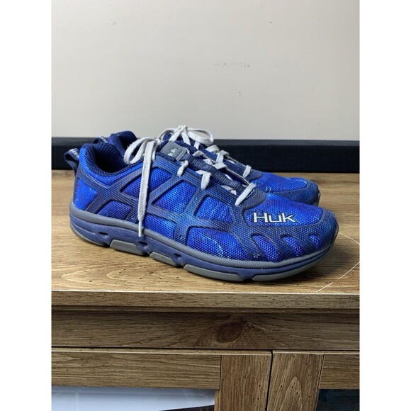 Huk Attack Performance Fishing Angler Sneaker Men Size 8.5 Blue Camo - Picture 2 of 9